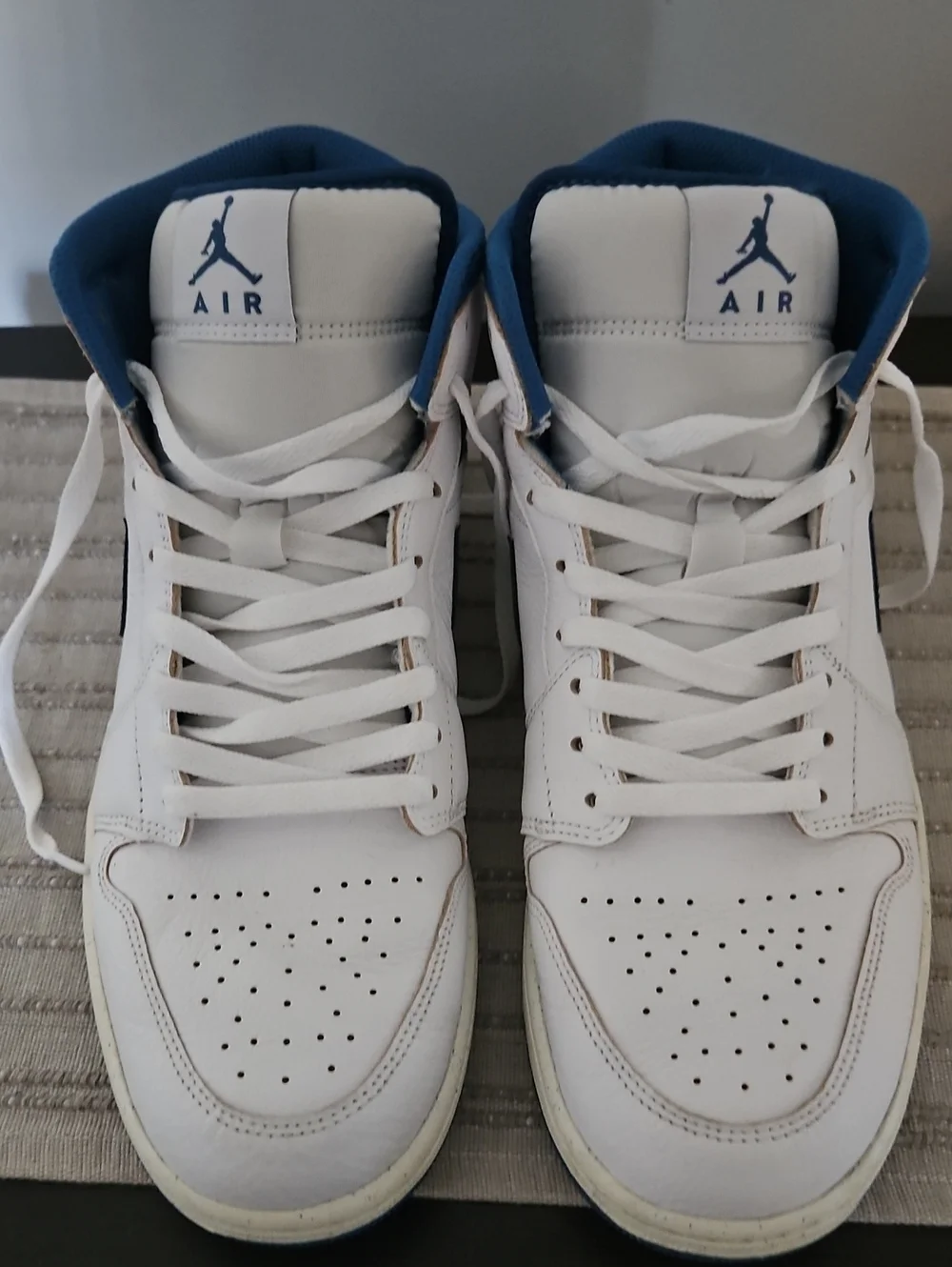 Jordan Men’s Mid-Top Sneakers - White & Blue